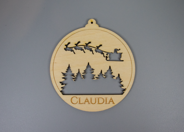 Weihnachtskugel personalisiert fliegende Rentiere_ B